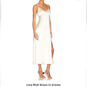 Creme silk midi dress